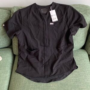 FIGS Black Masaya V Neck Top